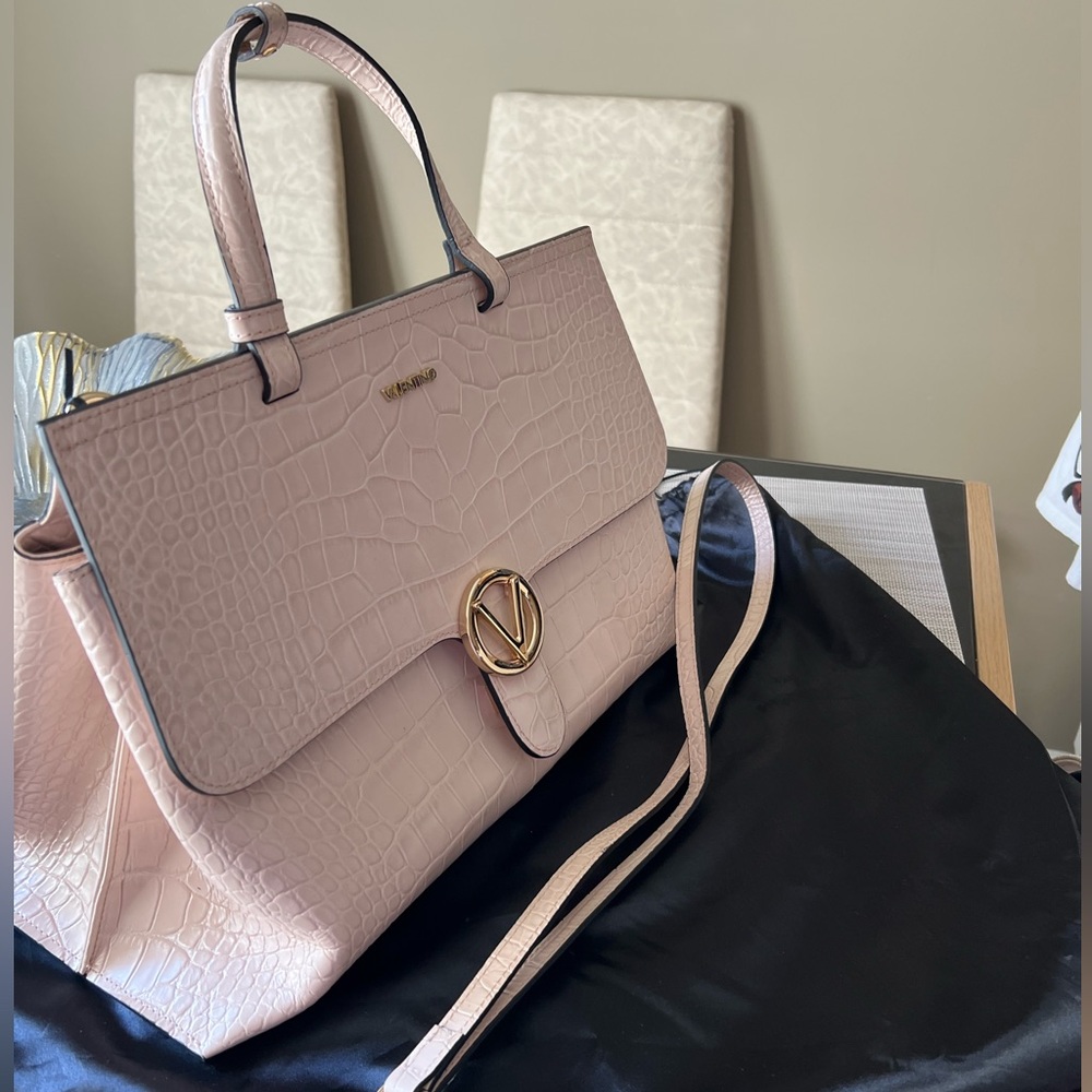 Mario Valentino Large Handbag Crocodile Pink